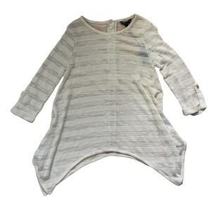BCBGMaxAzria Women’s Sheer Ivory Roll Tab Sleeve Tunic Top Size Medium New Tag